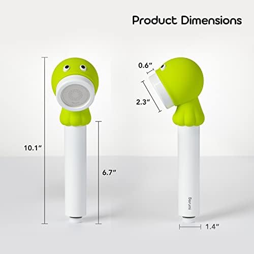 Barumi Livo Handheld Filtered Showerhead for Kids - Octopus Lime | Micro Laser-Cut for Soft Water Spray, Multi-Level Filtration Removes Chlorine and Impurities for Skin and Hair - Image 6