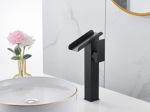 Bathroom Vessel LED Faucet 3 Color Changing Light Waterfall Single Handle One Hole Bowl Sink Faucet Vanity Lavatory Deck Mount Mixer Tap Tall Body Modern Restroom 1 Hole Supply Lines - Image 6