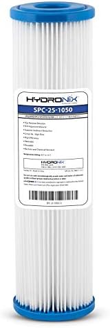 Hydronix SPC-25-1050 Polyester Pleated Sediment Water Filter, Washable & Reusable, 2.5" X 10", 50 Micron by Hydronix