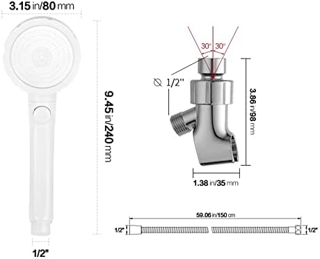 KAIYING High Pressure Handheld Shower Head with ON/OFF Pause Switch, 3 Spray Modes Shower Wand with Shut Off Button, Removable Camper Shower Head with Hose and Adjustable Angle Bracket (White) - Image 6