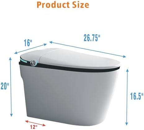 WinZo Tankless Smart Toilet With Bidet Built In, One-piece Bidet Toilet, Auto Flush, Auto Open & Auto Close,Heated Seat, Warm Water and Dry,Foor Sensor/Remote Control - Image 6