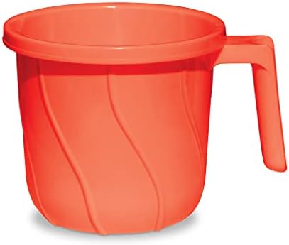 Premium BPA Free Plastic Mugs for Bathroom, Bath Mug, Stripes Design Bathing Mugs Dabba Camping Mug, 50 Ounce Capacity (Red, 1) by VAKRATUNDA+KITCHENWARES