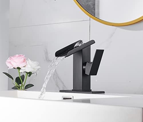 Black Bathroom Faucet Waterfall 1 Hole Bath Lavatory Vanity Sink Faucet Single Handle Modern Basin Tap Brass Deck Mount Commercial - Image 6