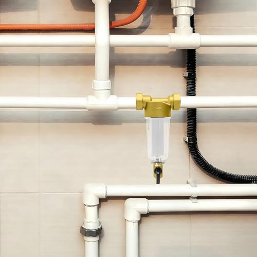 Spin Down Sediment Filter, Inline Water Filter for Home Well Water, 40/100/200 Micron Whole House Prefilter Filtration System, 1" MNPT + 3/4" FNPT + 3/4"MNPT, Lead-Free Brass - Image 7