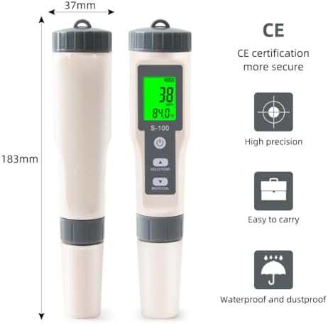 TDS Meter,4 in 1 Water Tester TDS/Salt/Temp/EC Meter,High Accuracy TDS Meter Digital Water Tester with LCD Backlit,Pool Testing Kit Salinity Tester EC Meter for hydroponics, Wine, Pool and Aquariums - Image 7