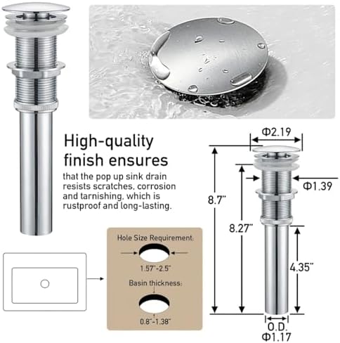 AVSIILE Chrome Vessel Sink Faucet, 1 Hole Single Handle Tall Faucets - Image 7