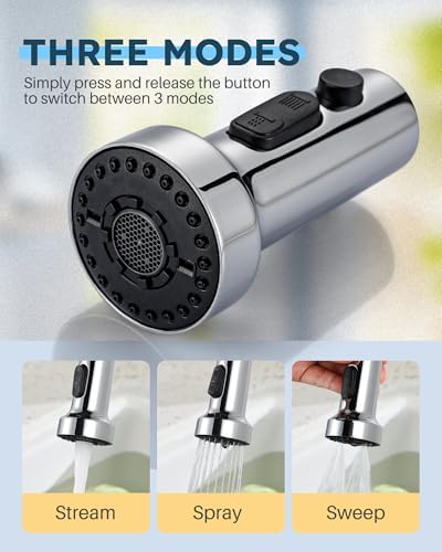 ARCORA Stainless Steel Kitchen Faucet Head with 13 Adapters, 3 Modes - Image 7