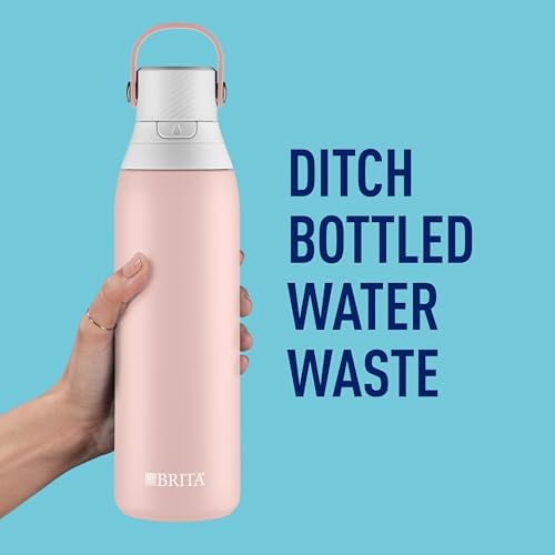 Brita Stainless Steel Premium Filtering Water Bottle, BPA-Free, Reusable, Insulated, Replaces 300 Plastic Water Bottles, Filter Lasts 2 Months or 40 Gallons, Includes 1 Filter, Rose - 20 oz - Image 6