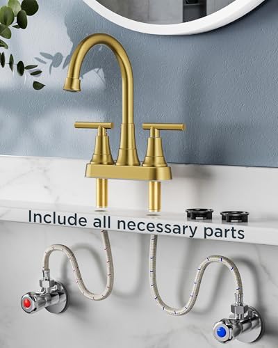 FORIOUS Centerset Brushed Gold Bathroom Faucet 4 Inch, Gold Vanity Faucet - Image 6