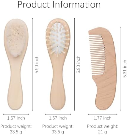 Baby Bath Grooming Kit Natural Wooden Hairbrush with Gentle Goat Bristles, Pear Wood Comb, and Soothing Massage Brush for Babies, Toddlers, and Kids - Image 7