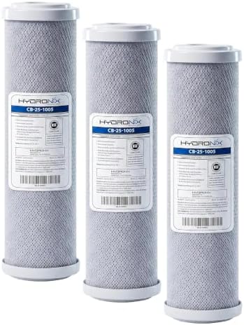 Hydronix CB-25-1005 Whole House RO & Drinking Systems NSF Coconut Carbon Block Water Filter 2.5 x 10-5 Micron (Pack of 3) by Hydronix