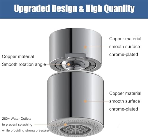 Kitchen Faucet Aerator 360° Swivel Anti-Splash Dual-Flow Chrome - Image 6