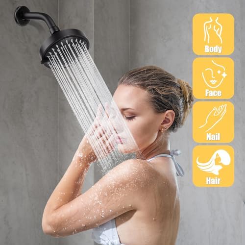 AISOSO High Pressure Rain Shower Head 5 Modes Showerhead 4.1" Matte Black - Image 7