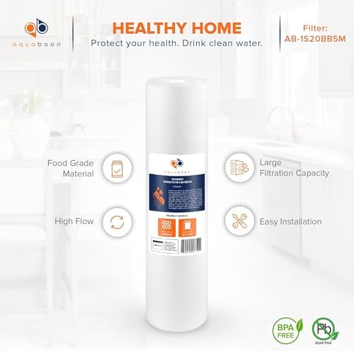 Aquaboon 5 Micron 20 x 4.5 Whole House Water Filter Replacement Cartridge Set: Sediment, Anti-Scale, Carbon for 3-Stage Water Filtration System 2 Pack - Image 6