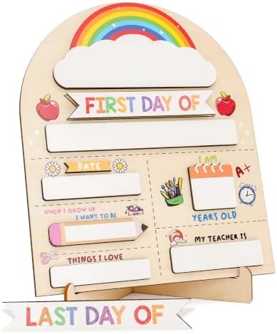 First Day of School Signs, First and Last Day of School Board with Marker, Reusable Back to Class Wooden Chalkboard for Back to School Signs, 1st and Last Days - Image 5