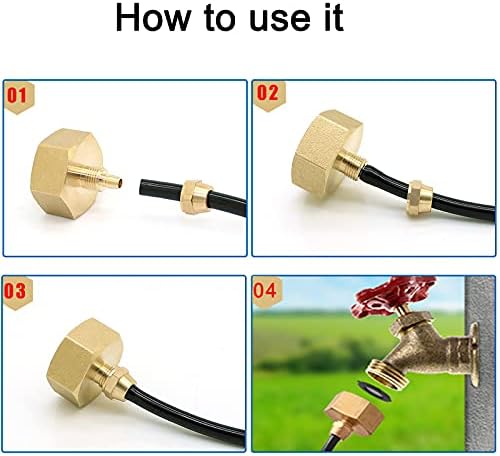 2 Pack Garden Hose Adapter, Solid Brass Standard 3/4" Female Thread to 1/4" Tube Adapter for Water Hose,Convert 3/4" Garden Hose to 1/4" Tube - Image 7