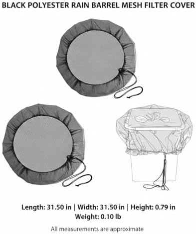 Black Polyester Rain Barrel Mesh Filter Cover, Debris Screen for Open-Top Water Containers up to 39.4 Inches, 1 Pack - Image 7