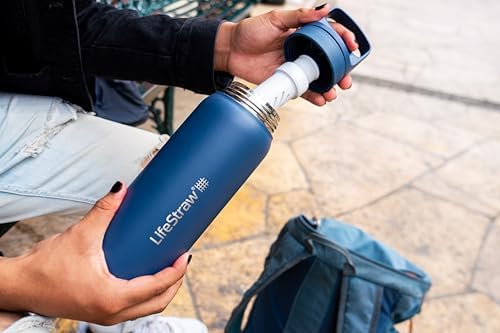 LifeStraw Go Series Insulated Steel Water Filter Bottle, 24 oz, Nordic Noir - Image 6
