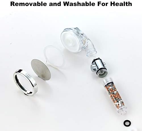Filtered Shower Head with Purifying Beads – 3 Function High Pressure Handheld Shower for Hard Water – Removes Chlorine & Impurities, Softens Skin/Hair – On/Off Switch, Adjustable Bracket & Hose - Image 6