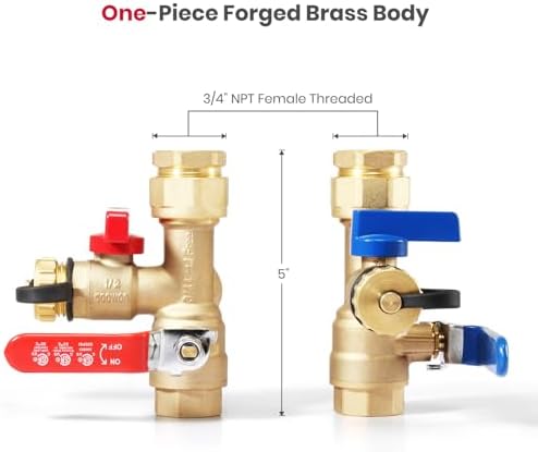 GASLAND 3/4 Inch Tankless Water Heater Service Valve Kit, with Pressure Relief Valve, Hot Cold Water Supply Isolator Valves in Clean Brass Construction - Image 6