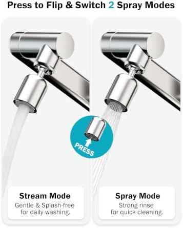 Frizzlife MF1080-D 4 Inch Centerset Bathroom Sink Faucet and Kitchen Sink Faucet with Carbon Block Water Filter, NSF/ANSI 372 Certified, 1080° Rotatable, 2-Handle, Stream/Spray, 304 Stainless Steel - Image 6