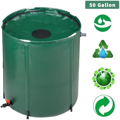 50 Gallon Collapsible Rain Barrel, Water Storage Tank, Portable Rainwater Collection System, Rain Catcher Barrel with Spigots and Overflow Kit, Rain Water Barrel Collector for Garden, Green - Image 7