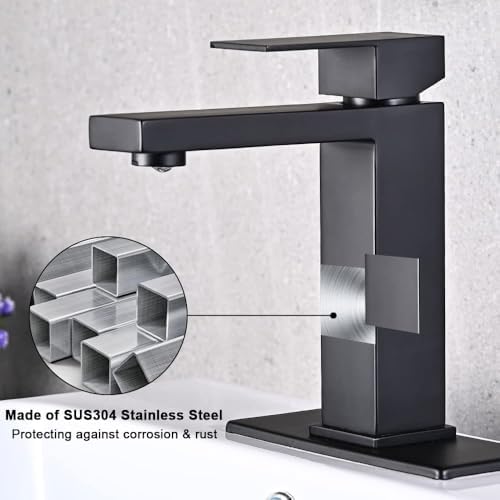 AVSIILE Matte Black Bathroom Faucet, Single Hole Handle Vanity Bath Faucet - Image 6