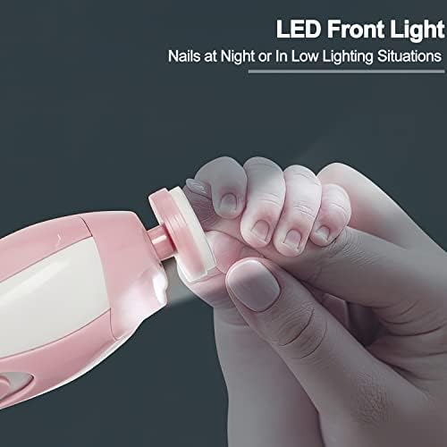Baby Nail Trimmer Electric, Low Noise Newborn Safe Nail Clipper Kit with Light and Replaceable 6 Grinding Heads, Hand-Holding Care Polish and Trim for Infant Toddler Adults Toes Fingernails, Pink - Image 6