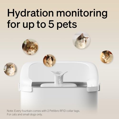 PETLIBRO Cats Water Fountain for Multi Cats, Cat Fountain with RFID Recognition Each Pet, 3L/101oz Pump-Free Cat Water Fountain Stainless Steel Tray, 2.4G Wi-Fi APP Pet Water Fountain x2 Collar Tags - Image 7