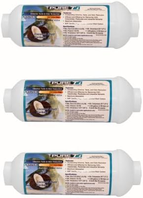 PureT Compact Inline GAC Filter, 2"x6", 1/4" EZ Connect, 3 Pack by PureT