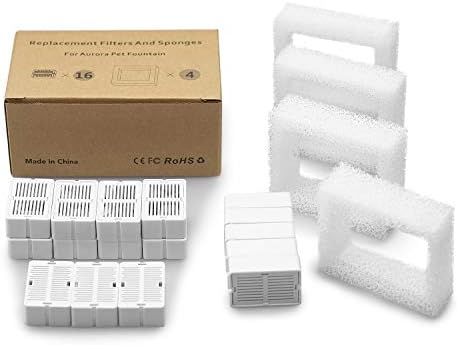 Cat Fountain Replacement Filters, 16 Carbon Filters with 4 Foam Filters, Compatible with Ceramic Cupcake and Wave Cat Fountain and 67oz/2L Stainless Steel Cat Water Fountain(20PACK) - Image 7
