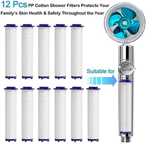 12 Pack PP Cotton Replacement Filter Cartridges with Cleaning Towel, Compatible with High Pressure Turbo Vortex Handheld Shower Heads - Image 6
