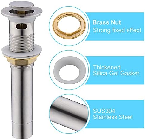 CREA Bathroom Sink Drain, Bathroom Sink Stopper with Drain Hair Catcher Pop Up Drain 1 1/2" for Bathroom Vanity Kitchen Sink with Overflow, Brushed Nickel - Image 6