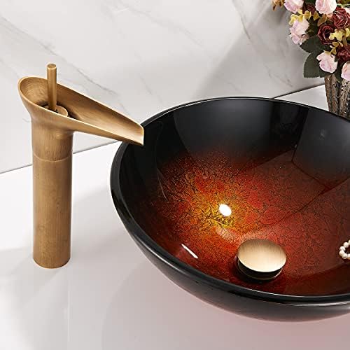 REGALMIX Antique Brass Pop UP Drain, Bathroom Vessel Lavatory Vanity Faucet Sink Stopper, Built-in Anti-Clogging Strainer, Fits Standard American Drain Hole(1-1/2" to 1-3/4"),Without Overflow RWF082S - Image 6