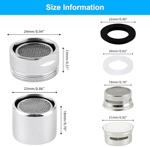 4-Pack Faucet Aerator, Metal Sink Faucet Adapter Male Female Thread, Chrome - Image 6