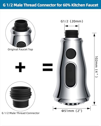 Universal Kitchen Sink Faucet Head, 3 Modes, 15 Adapters, Chrome Finish - Image 6
