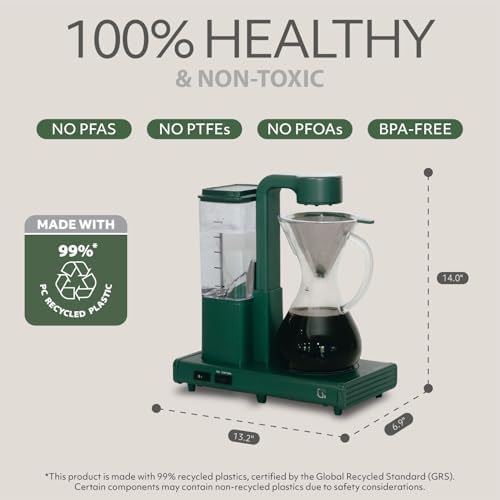 WILLOW 8 Cup (42 oz) Pour Over Coffee Maker - Automatic Drip Coffee Maker & Coffee Machine, Glass Carafe, Reusable Metal Filter, Hot & Iced Brew, Auto Shut-Off, Eco Brewer with 99% Recycled Materials - Image 6