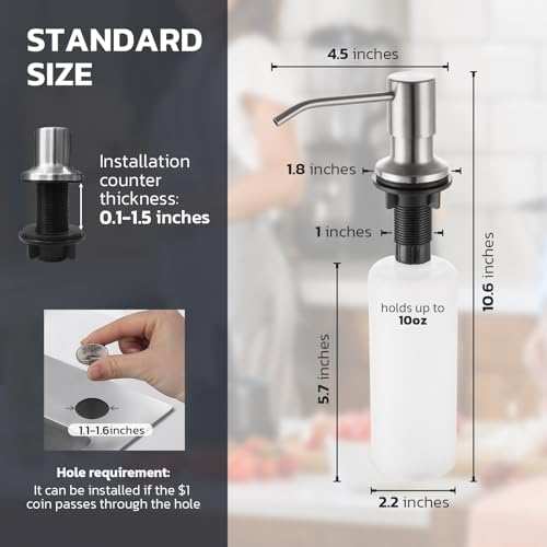WEWE Kitchen Faucet with Soap Dispenser, Stainless Steel, Brushed Nickel - Image 7