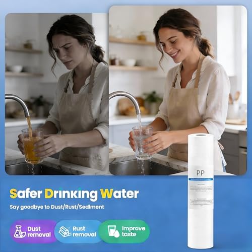10" x 2.5" 5 Micron PP Sediment Filter Cartridges, 3‑Pack Replacement Water Filters for Home Fixtures, Under‑Sink, Camper & RV Water Filtration Systems - Image 2