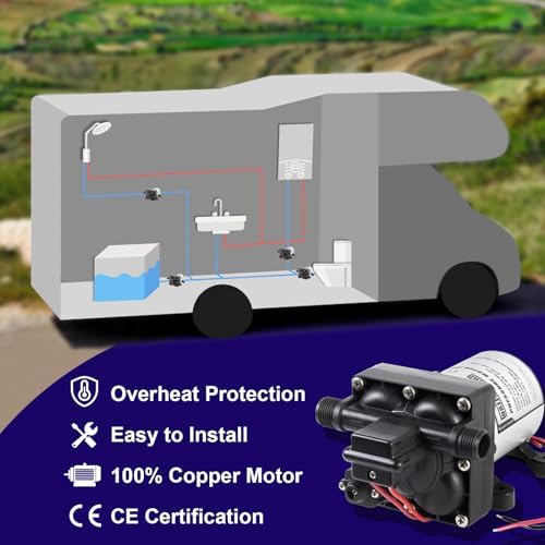 WASSERMANN RV Water Pump 12 Volt DC 3.0GPM 55PSI Replacement For 4008-101-A65 Water Pump Self Priming Diaphragm Pump with Pressure Switch for RV Kitchen Bathroom Marine Yacht Garden Camper Water Pumps - Image 6
