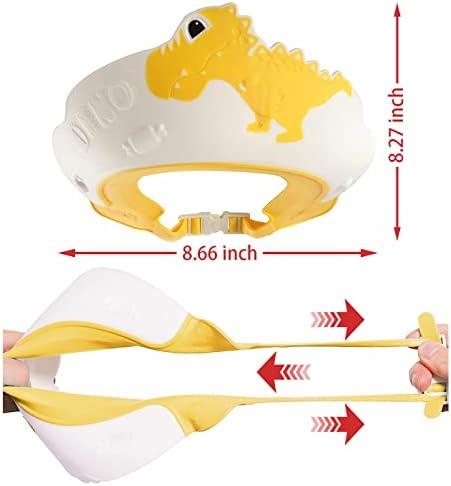 Baby Shower Cap Shield, Shower Cap for Kids, Visor Hat for Eye and Ear Protection for 0-9 Years Old Children,Cute Dinosaur/Crocodile/Hippo shape Makes the Baby Bath More Fun (Dinosaur, Yellow) - Image 7
