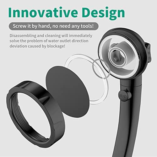 High Pressure Shower Head with Handheld, Black - Image 6