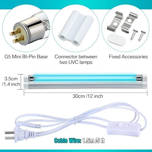 2 Pack 6W UVC Light with Ozone, for Shoes Closet Cabinet Bathroom - Image 7