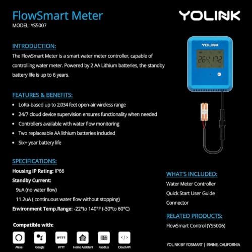 YoLink FlowSmart Kit: 0.75" Water Meter + Monitor + Hub - Image 7