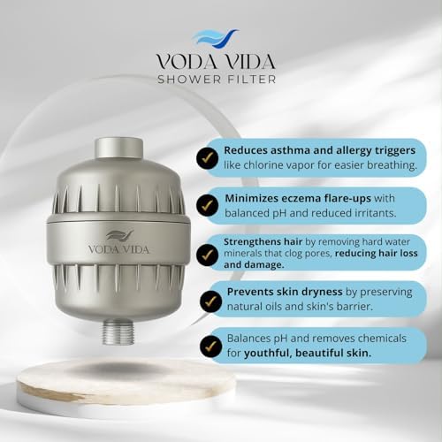 15-Stage Shower Filter for Hard Water | Universal High-Output Cartridge | Removes Chlorine, Heavy Metals for Softer Skin and Hair (15 Stage Shower Filter - Brushed Nickel) - Image 6