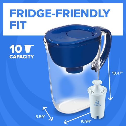 Brita Large Water Filter Pitcher for Tap and Drinking Water with SmartLight Change Indicator, Includes 1 Standard Filter, BPA-Free, Lasts 2 Months, 10-Cup Capacity, Mazarine Blue - Image 7
