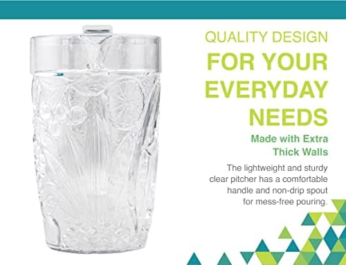 Arrow Clear Plastic Beverage Pitcher with Lid, 76 oz - Thick-Walled Fruit Design - Dishwasher Safe - Ideal for Water, Iced Tea & Juice - BPA Free - Made in USA - Image 6