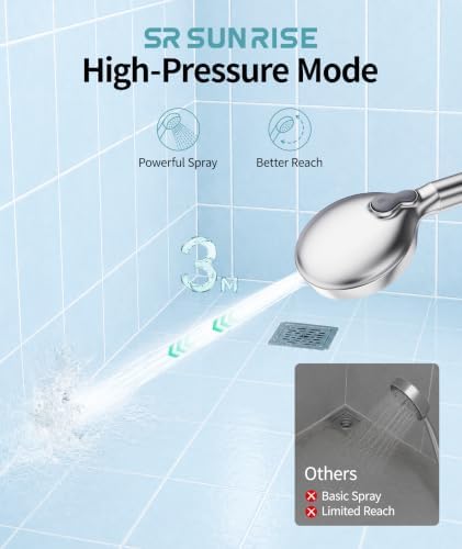 SR SUN RISE Filtered Shower Head with Handheld High Pressure 9 Spray Mode Showerhead Detachable Shower Head Water Softener Filters Beads for Hard Water Remove Chlorine 1 Filter Bright Silver - Image 6