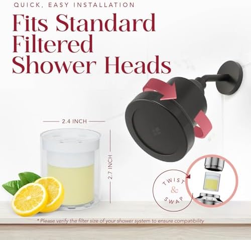 Vitamin C Shower Filter Replacement Cartridge + Shower Steamers Aromatherapy - K Beauty Skin & Hair Enhancement, Universal Water Filter Replacement for AquaBliss - Lemon Spa Scent - Image 7