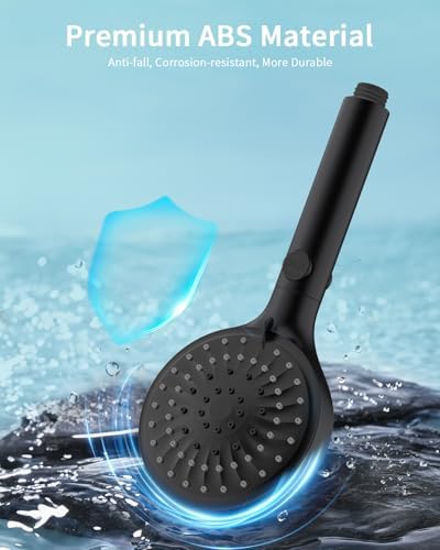 FASDUNT Shower Head with Handheld, High Pressure Showerhead with Hose Black - Image 7